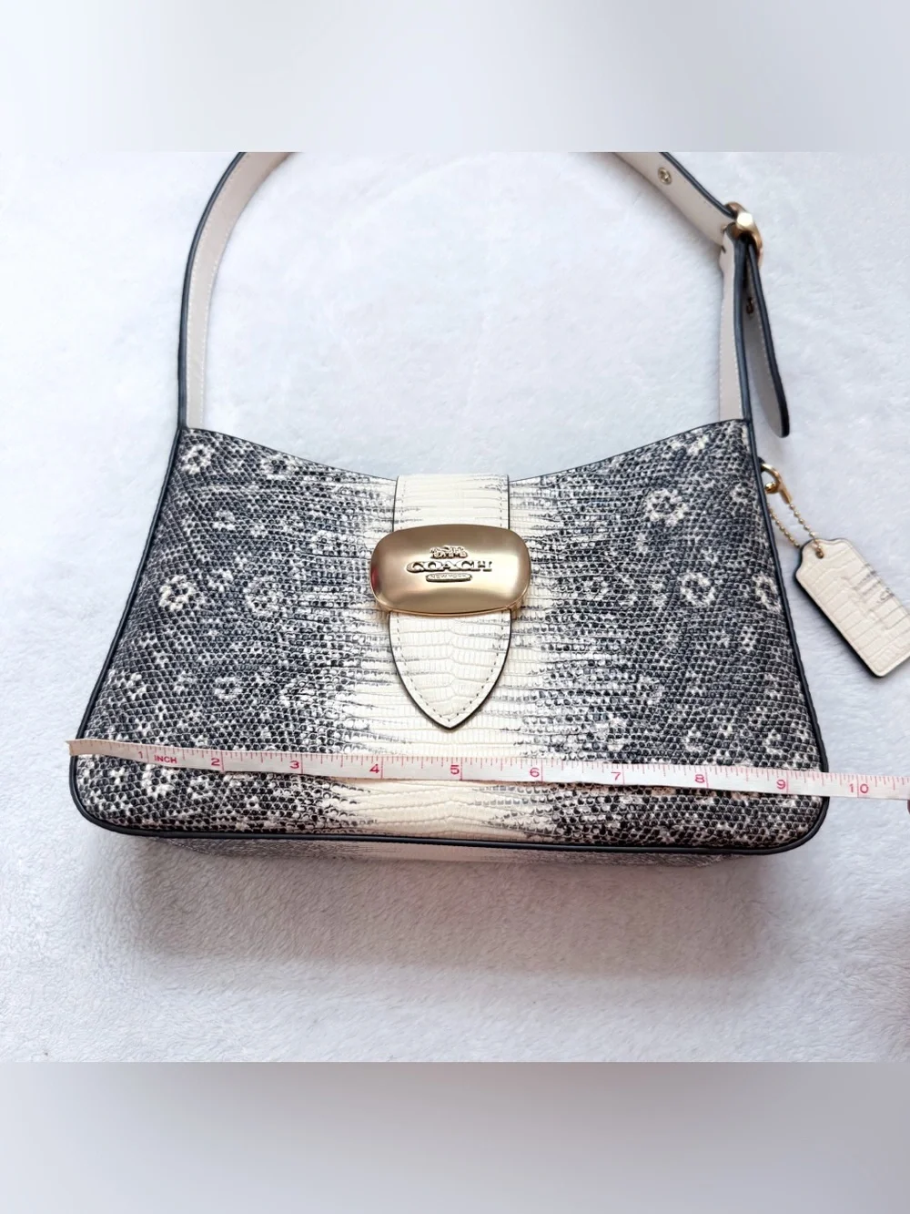 Coach Eliza Shoulder Bag CR352 in Lizard-Embossed Leather + Brass Hardware NWOT